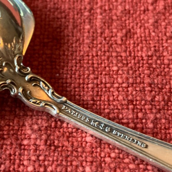 Gorham Chantilly (Lion-Anchor-G) 4 5/8” Solid Bon Bon Spoon 10 Pierce w/Monogram - Picture 6 of 8